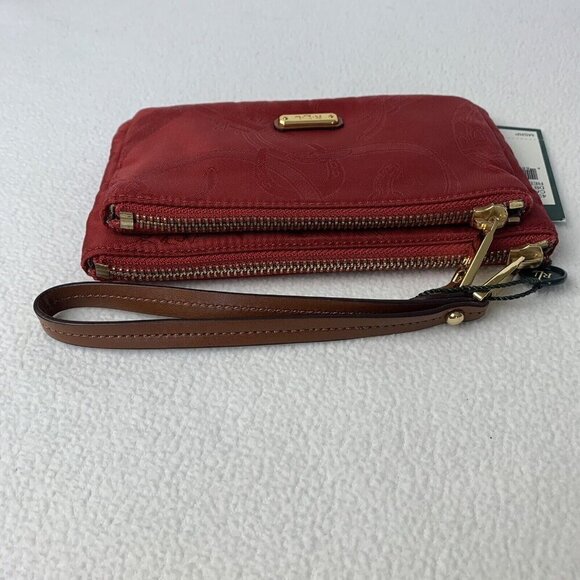 Ralph Lauren Cavalry Red Wristlet Double Zip Fabric NWT - Picture 6 of 12